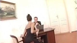 Cute brunette ass fucked on the table - porn video