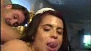 Hot latin chick gets double penetrated - porn video