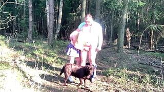 Milf met a woodsman and sucked him off in public - porn video