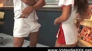 He takes his teen asian gf to a sex shop WTF - porn video