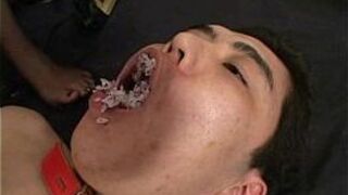 Mistress stepped on food and made slave eat it - porn video