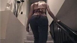 Blond with saggy tits jerking - porn video