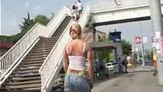 Girl nude in Public and kicked by an old man - porn video