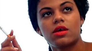 Cute black girl blows a white cock - porn video