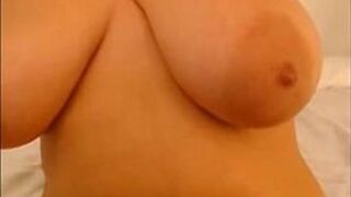 Busty big tit cam babe plays with huge tits and pussy - porn video