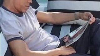 Slim black babe makes both guys cum - porn video